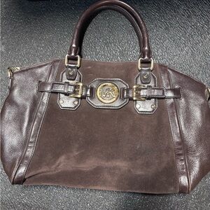 Michael Kors Dark Brown Satchel with Gold Accents